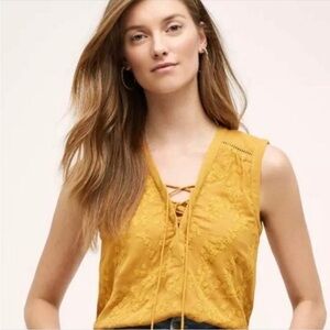 Maeve Mustard Floral Embroidered Blouse